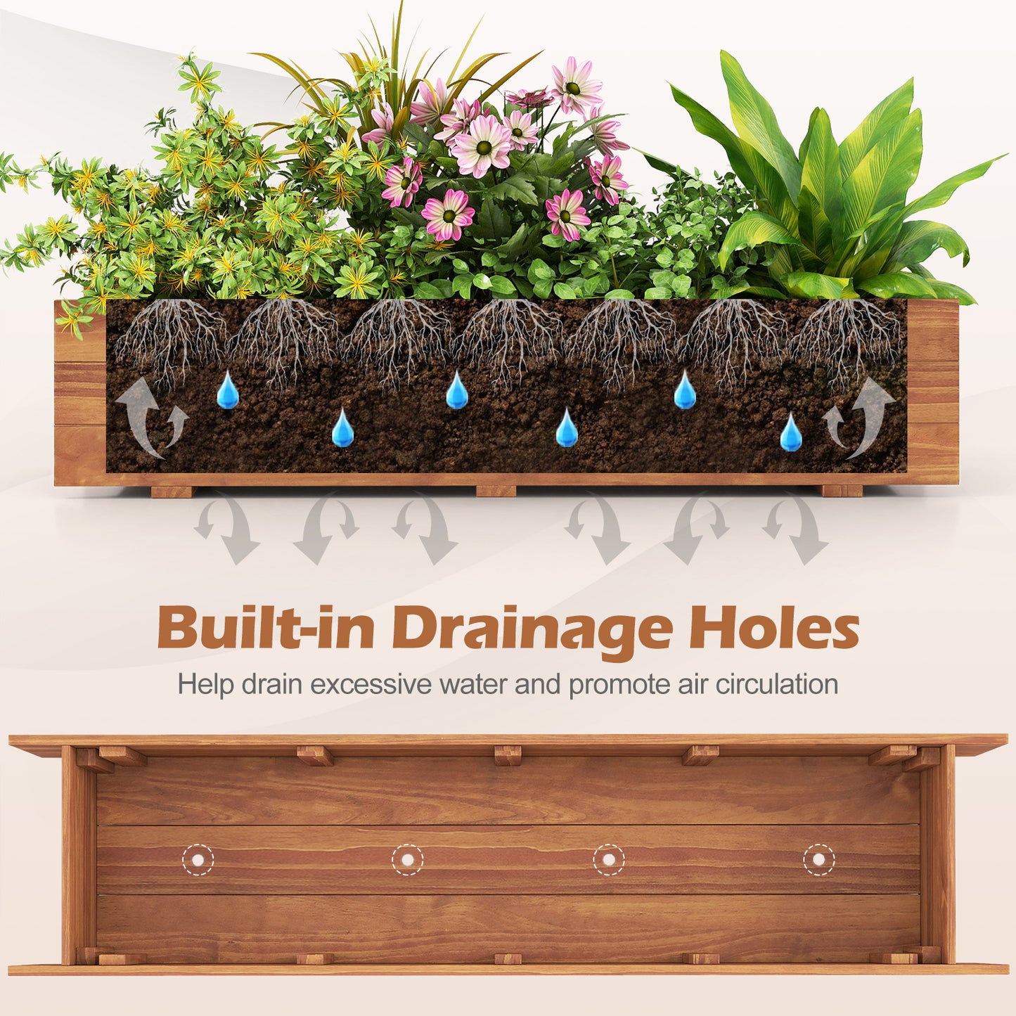 Wooden Raised Garden Bed, Elevated Rectangular Planter Box, Orange Raised Garden Beds at Gallery Canada