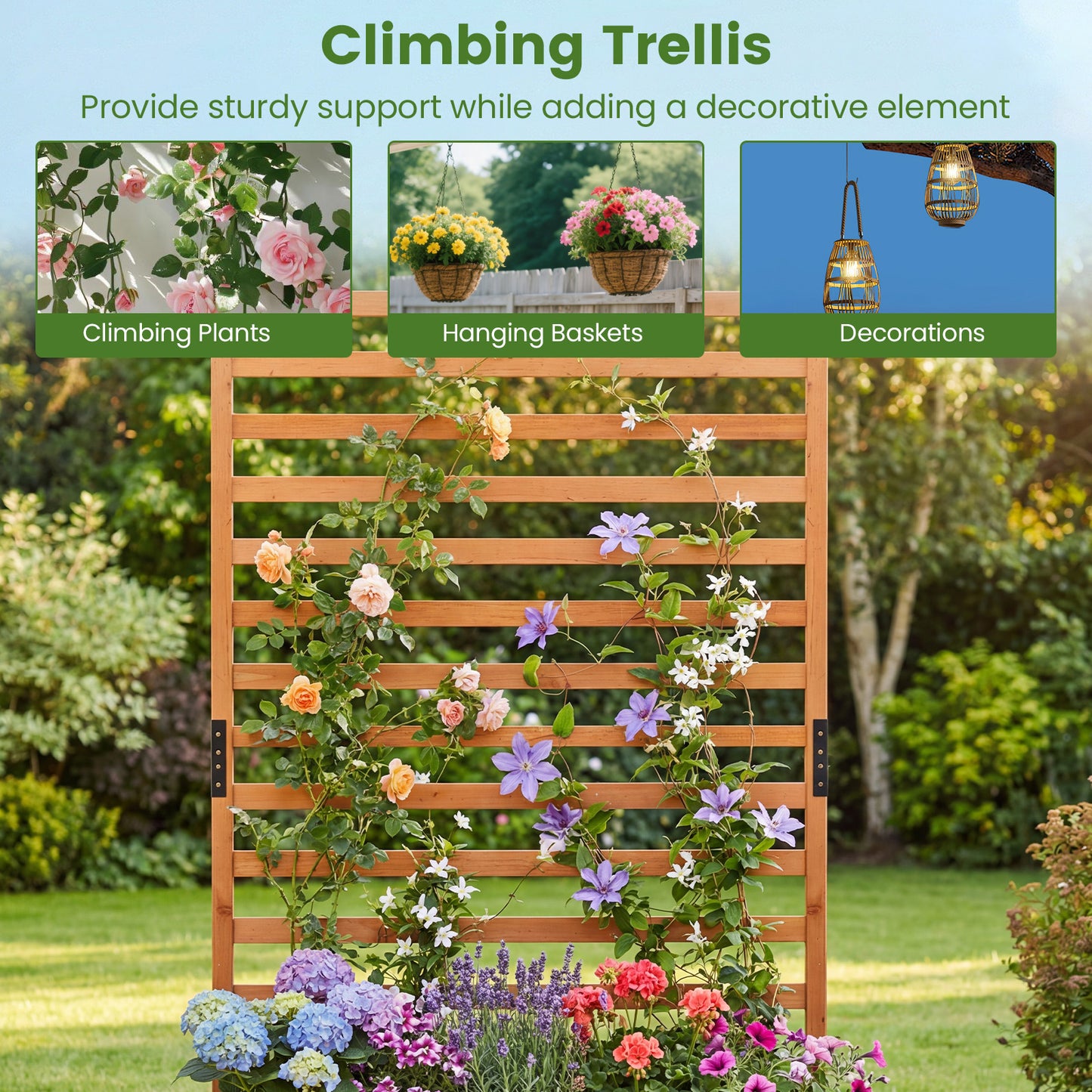Wooden Raised Garden Bed 59 Inch Tall Elevated Planter Box with Vertical Trellis, Orange Raised Garden Beds at Gallery Canada