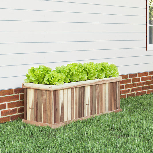 Wooden Raised Garden Bed Natural Acacia Wood Rectangular Planter Box with Drainage, Natural Raised Garden Beds Natural at Gallery Canada