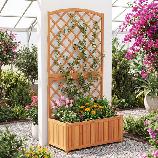 Wooden Raised Garden Bed With Trellis, 63 Inch Tall Planter Raised Garden Beds Options at Gallery Canada