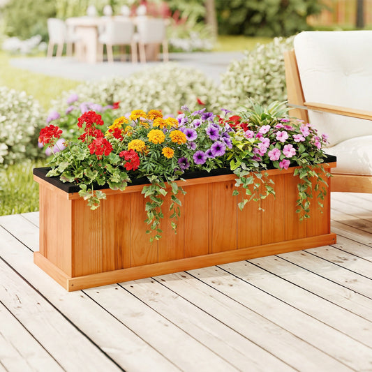 Wooden Raised Garden Bed with Drainage Holes and Liner Solid Fir Wood Planter Box-L Raised Garden Beds Options at Gallery Canada