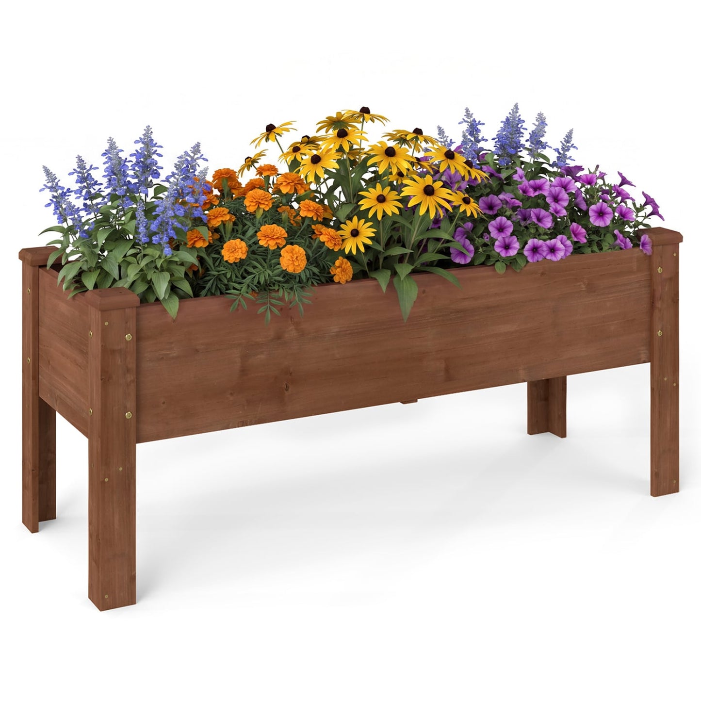 Wooden Raised Garden Bed with Legs, Coffee