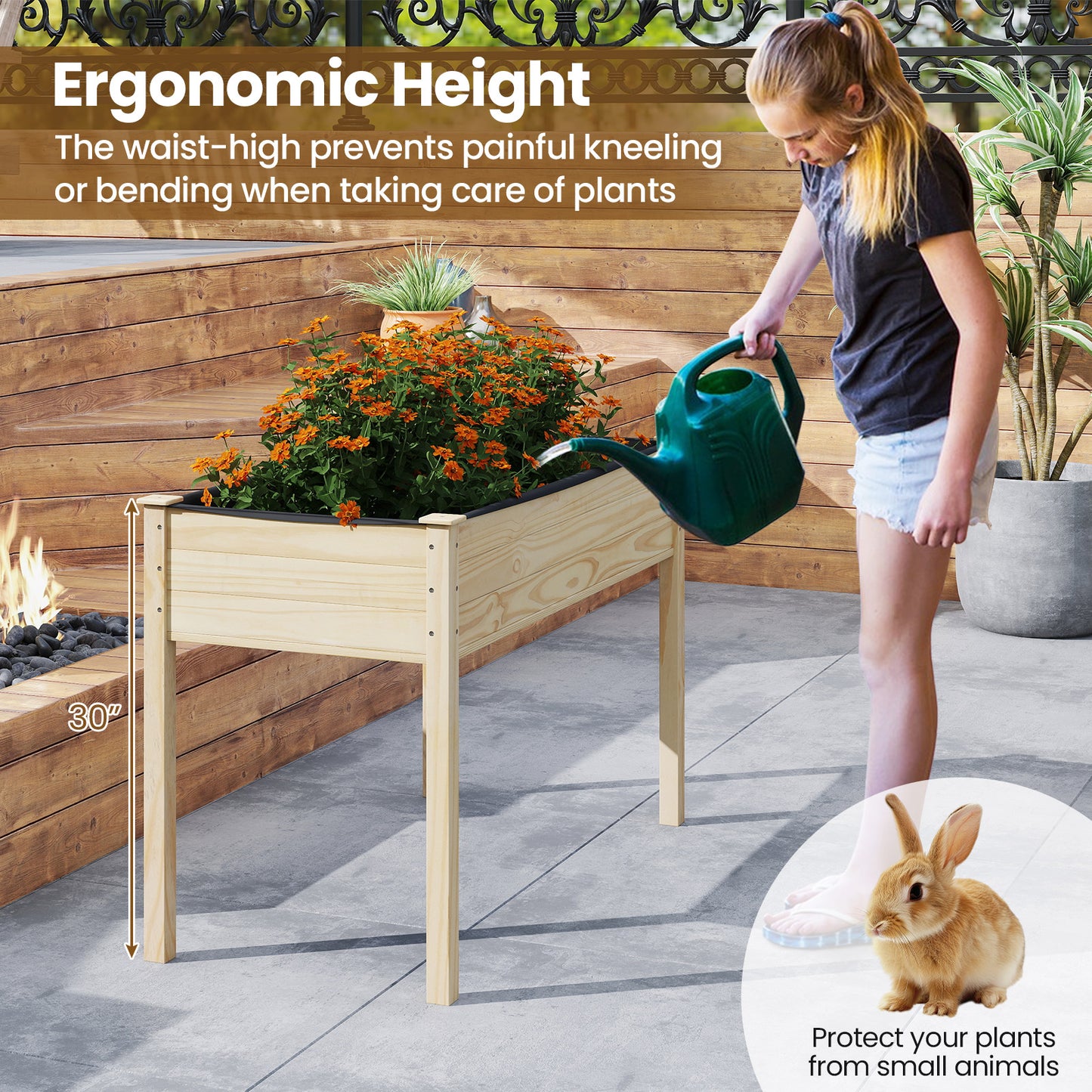 Wooden Raised Vegetable Garden Bed, Elevated Grow Planter, Natural Raised Garden Beds at Gallery Canada