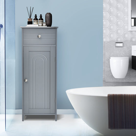 Wooden Storage Cabinet With Drawer And Shelf, Gray