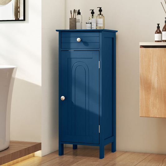 Wooden Storage Free-Standing Floor Cabinet with Drawer and Shelf, Blue Floor Cabinets Blue at Gallery Canada