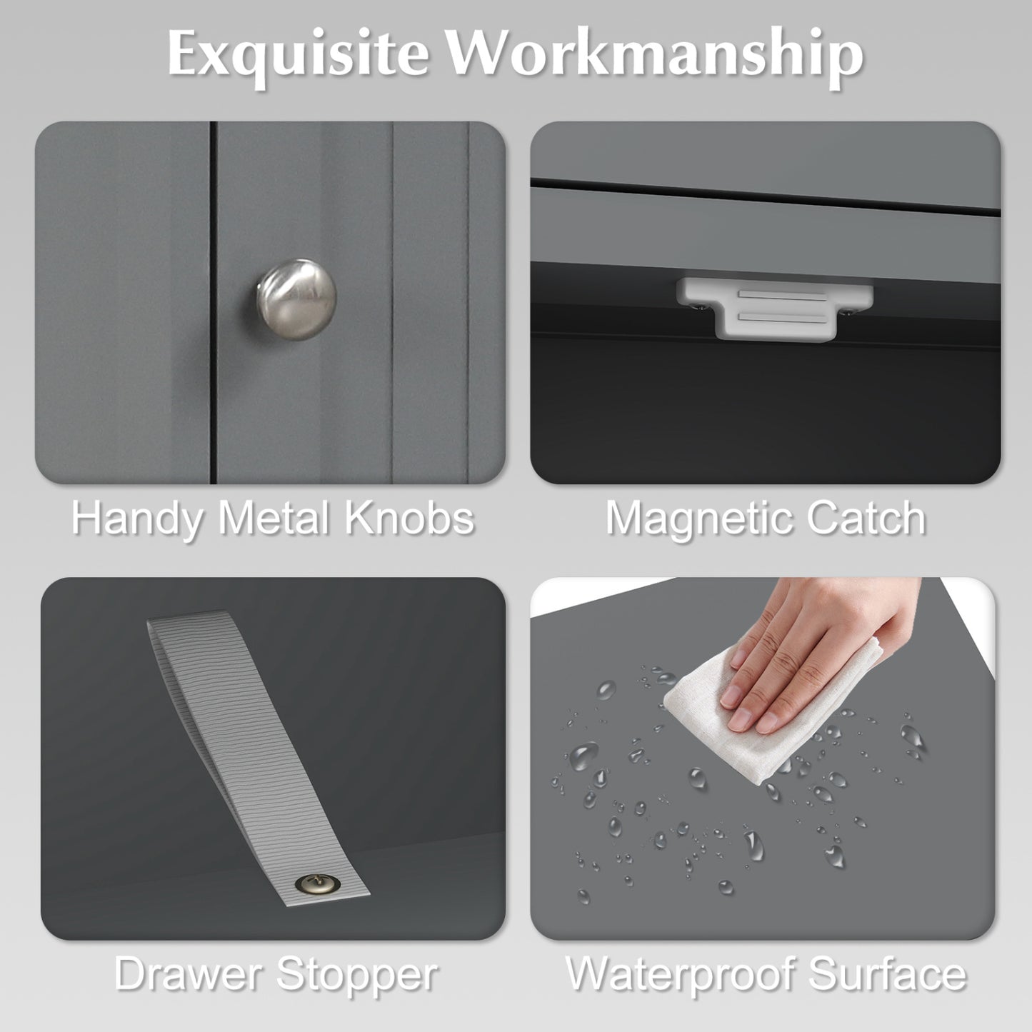 Wooden Storage Cabinet With Drawer And Shelf, Gray Floor Cabinets at Gallery Canada