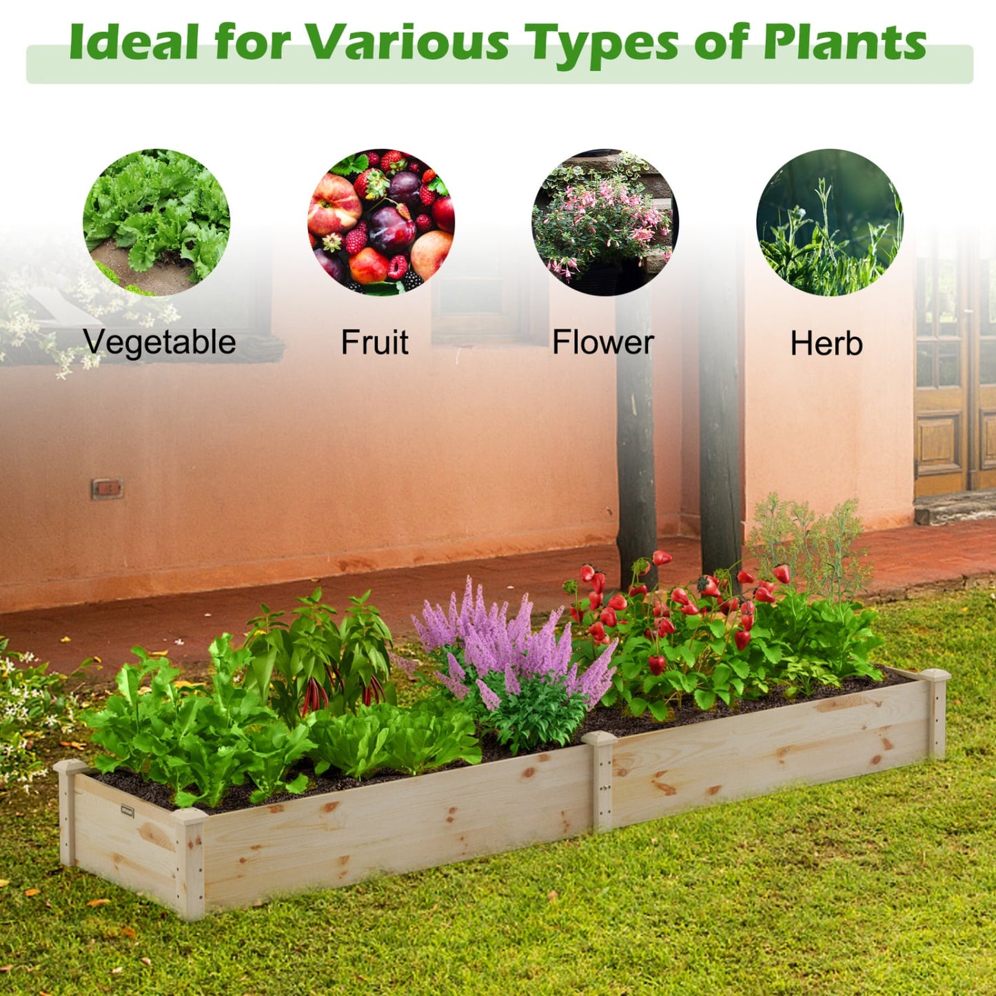 Wooden Vegetable Raised Garden Bed for Backyard Patio Balcony, Natural Raised Garden Beds at Gallery Canada