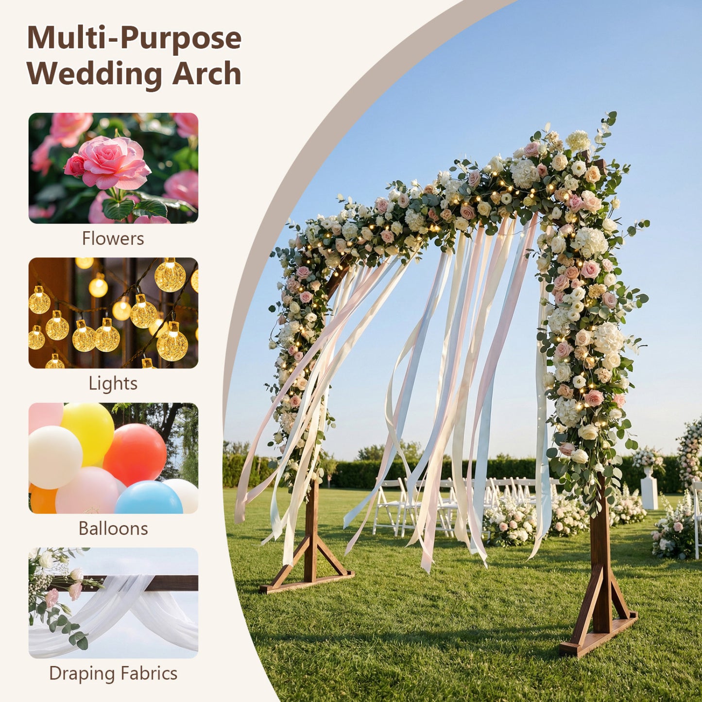 Solid Wood Wedding Arch Arbor, Square Backdrop Stand Outdoor Decor at Gallery Canada