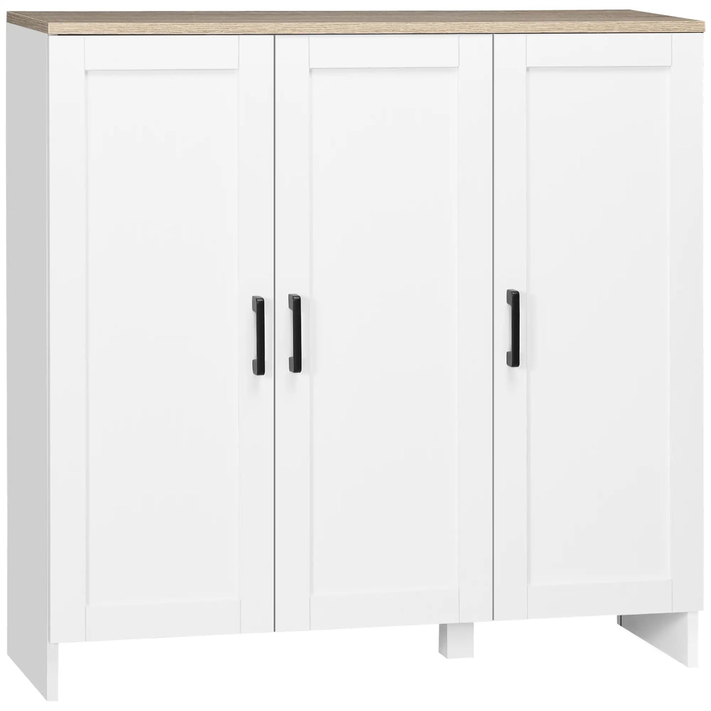 Modern Sideboard Buffet Cabinet, 3 Doors Adjustable Shelves, White Bar Cabinets at Gallery Canada