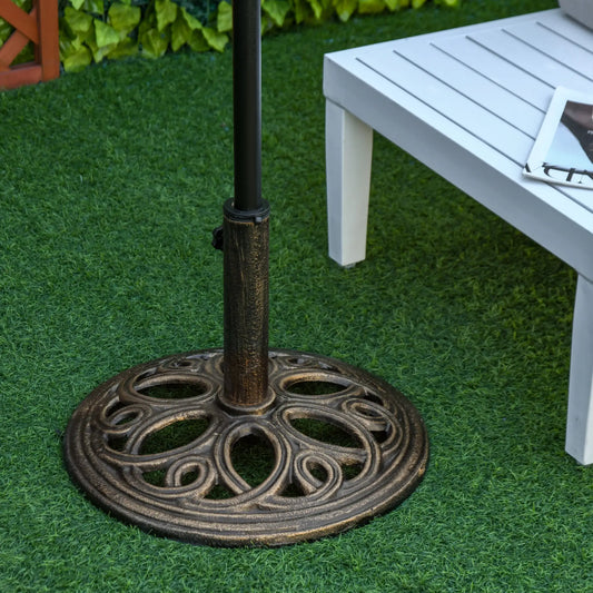 Round Cast Iron Umbrella Base Stand, Outdoor, Fit Dia. 1.5", 2" Pole, Bronze Umbrella Bases Bronze at Gallery Canada