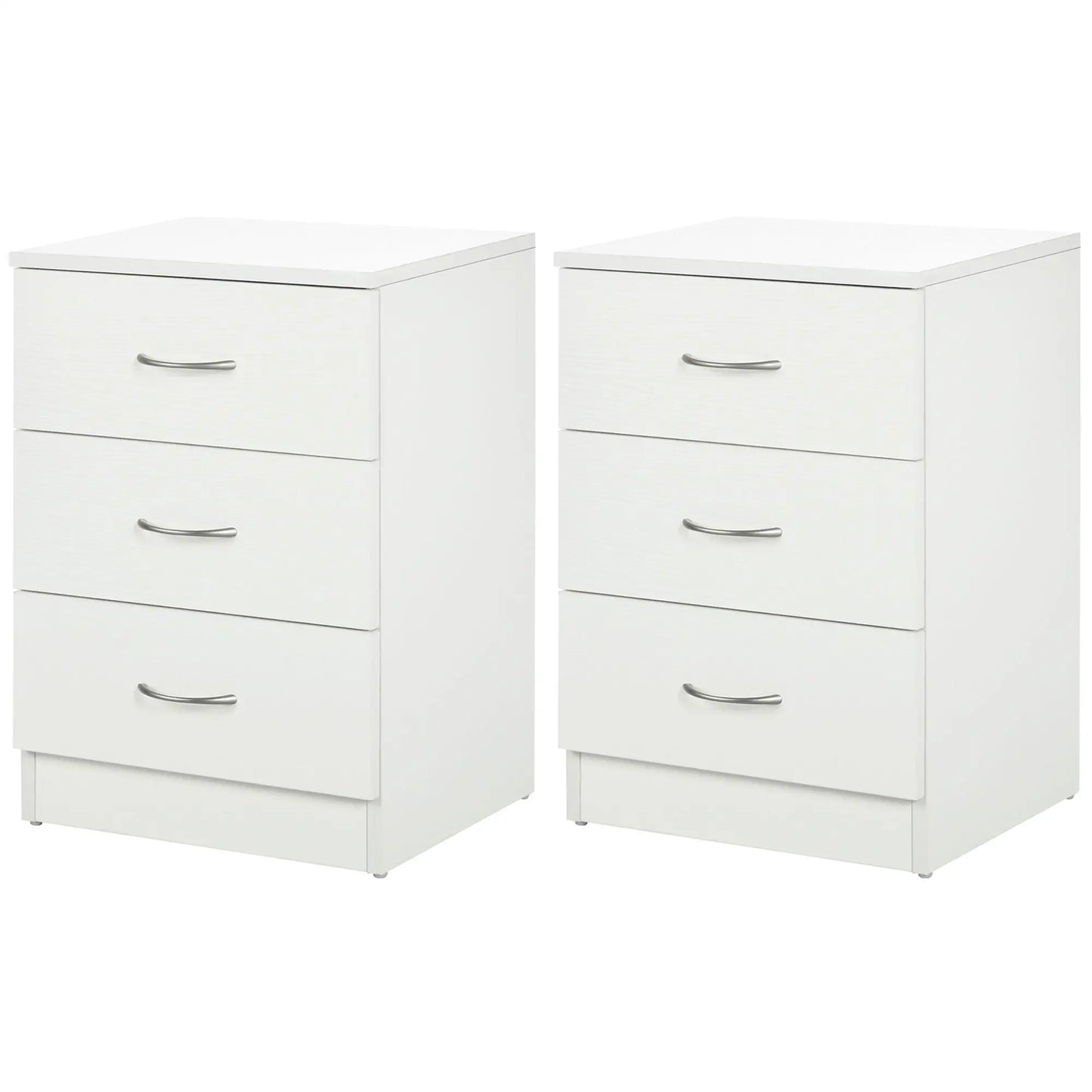 Modern Wood Nightstand, 3 Drawers, Anti-Tipping, Set of 2, White Bedside Tables at Gallery Canada