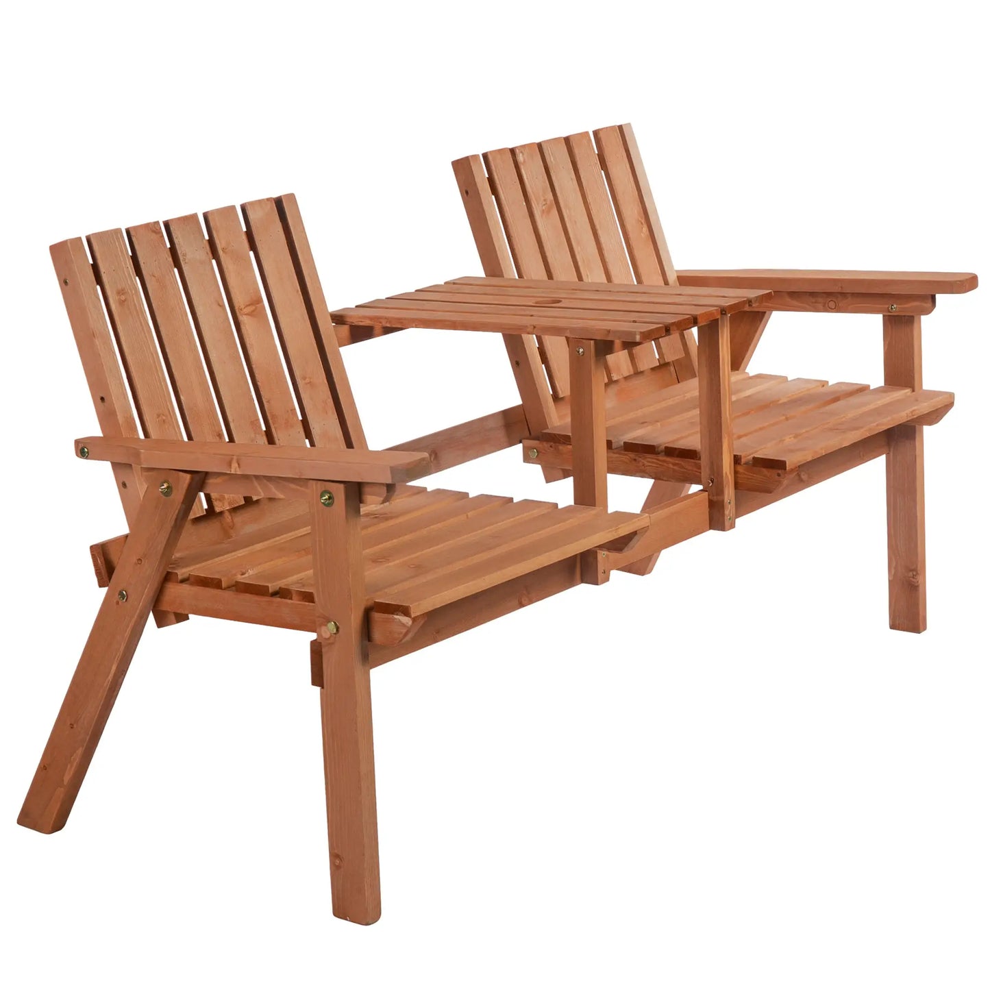 2-Seater Garden Bench, Middle Table, Umbrella Hole, Orange Outdoor Benches at Gallery Canada