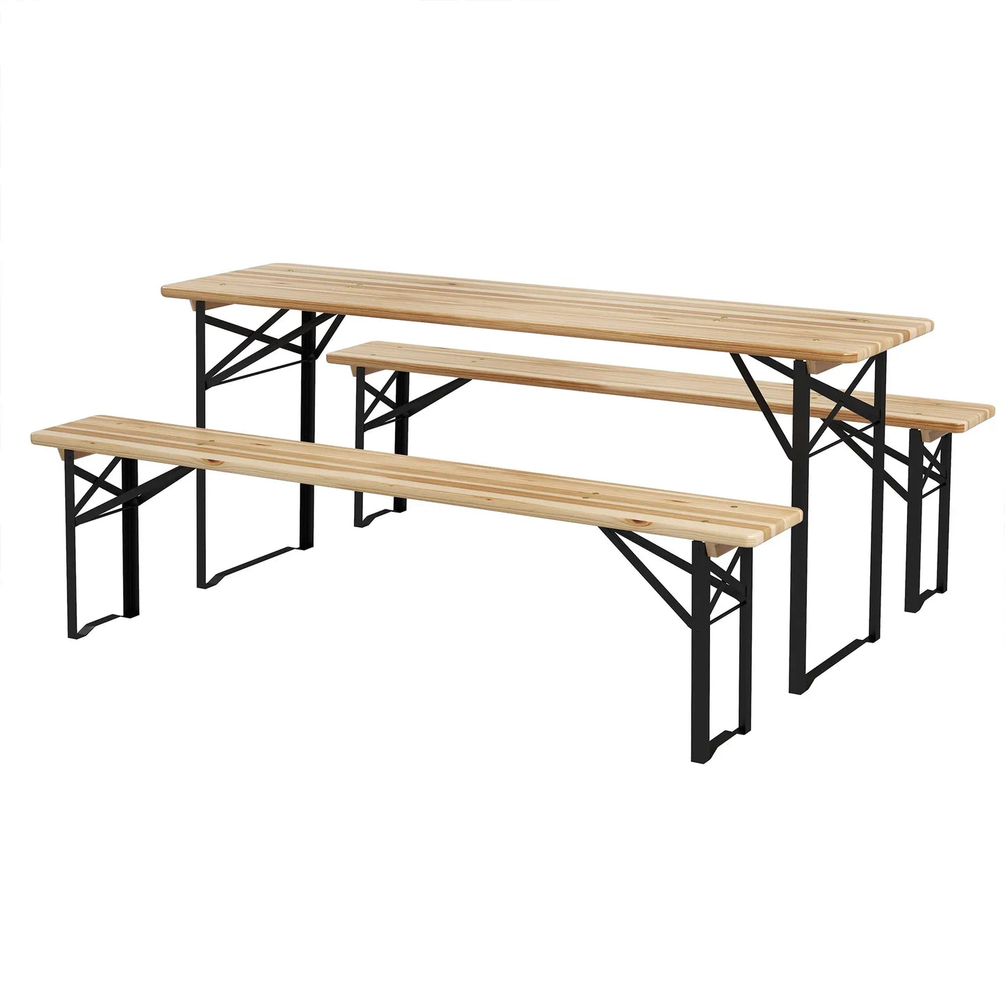 Folding Picnic Table Set With Benches, Natural Wood Bistro Sets at Gallery Canada