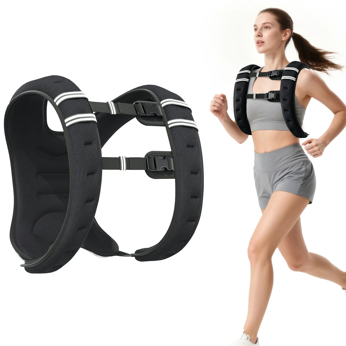 11 lbs Weighted Vest, Adjustable Straps, Pocket, Reflective Strips, Men Women Strength Training Equipment at Gallery Canada