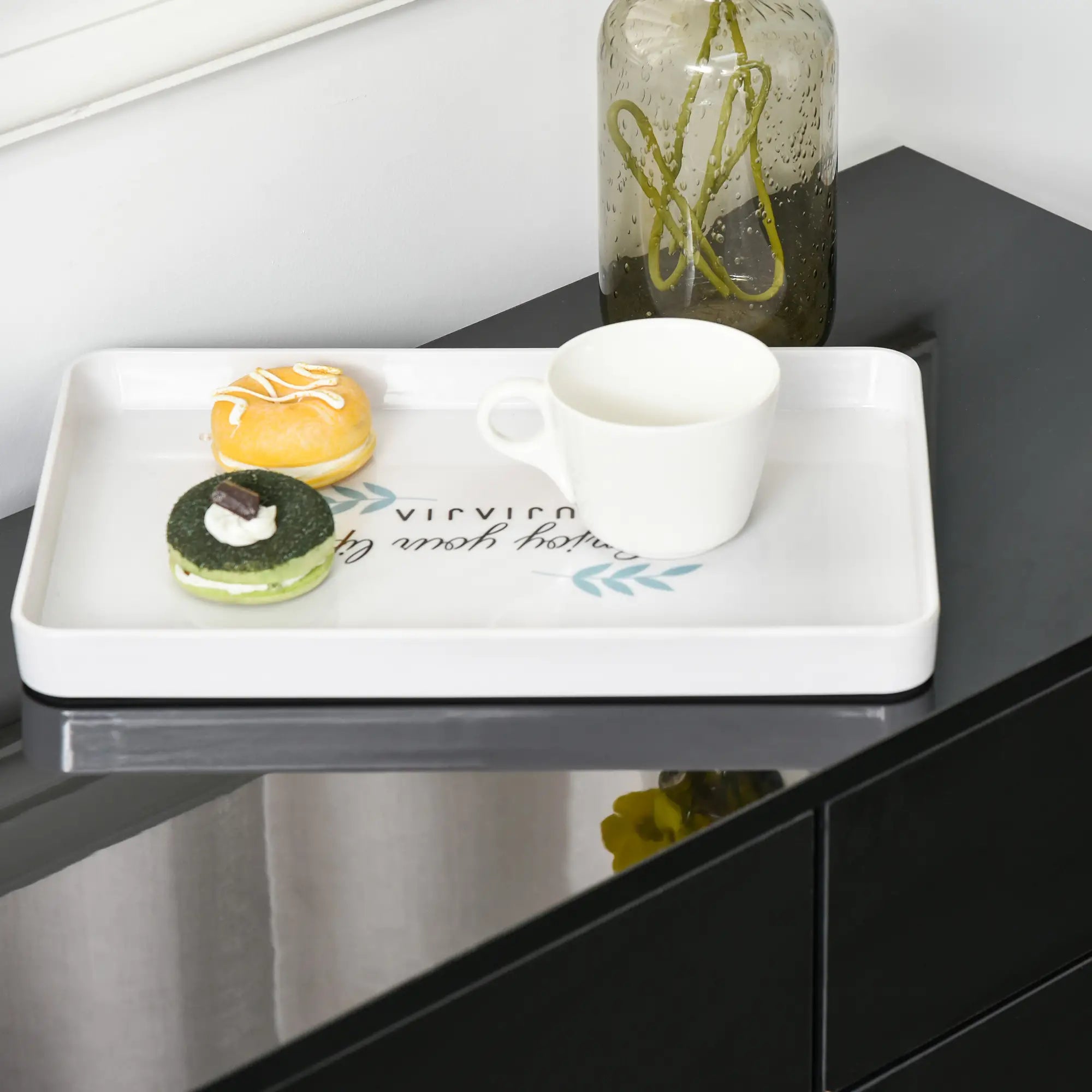 Modern Kitchen Sideboard, Coffee Bar with 2 Drawers, Black Bar Cabinets at Gallery Canada