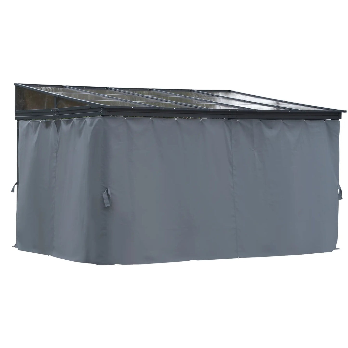 10' x 13' Hardtop Pergola, PC Roof Gazebo, Sun Shelter with Curtains Pergolas at Gallery Canada