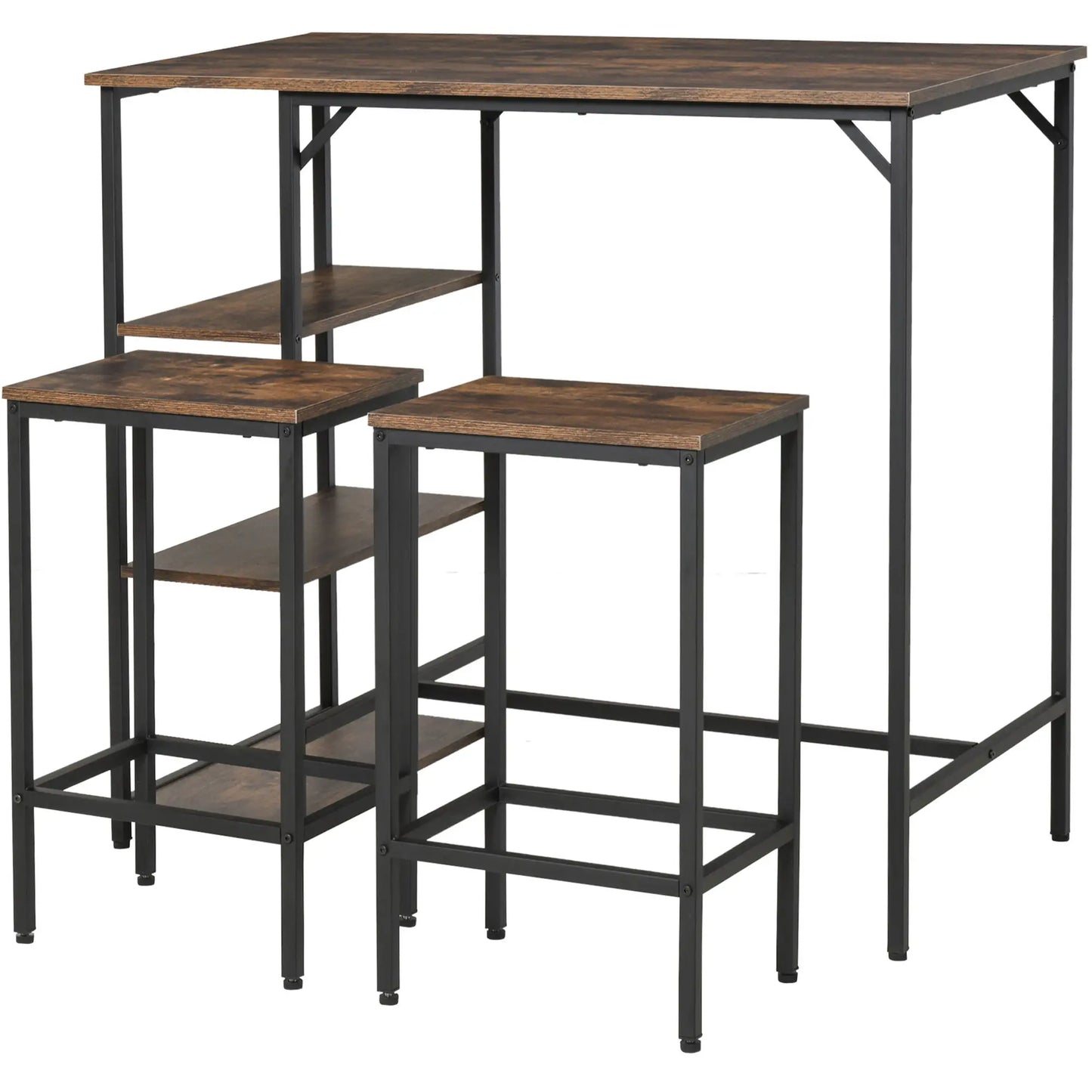 Industrial Dining Table Set for 2, Counter Height, Rustic Brown, Brown Bar Sets at Gallery Canada