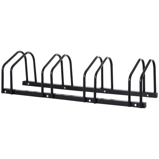 4-Bike Bicycle Floor Parking Rack Cycling Storage Stand Ground Mount Garage Organizer for Indoor and Outdoor Use - Gallery Canada