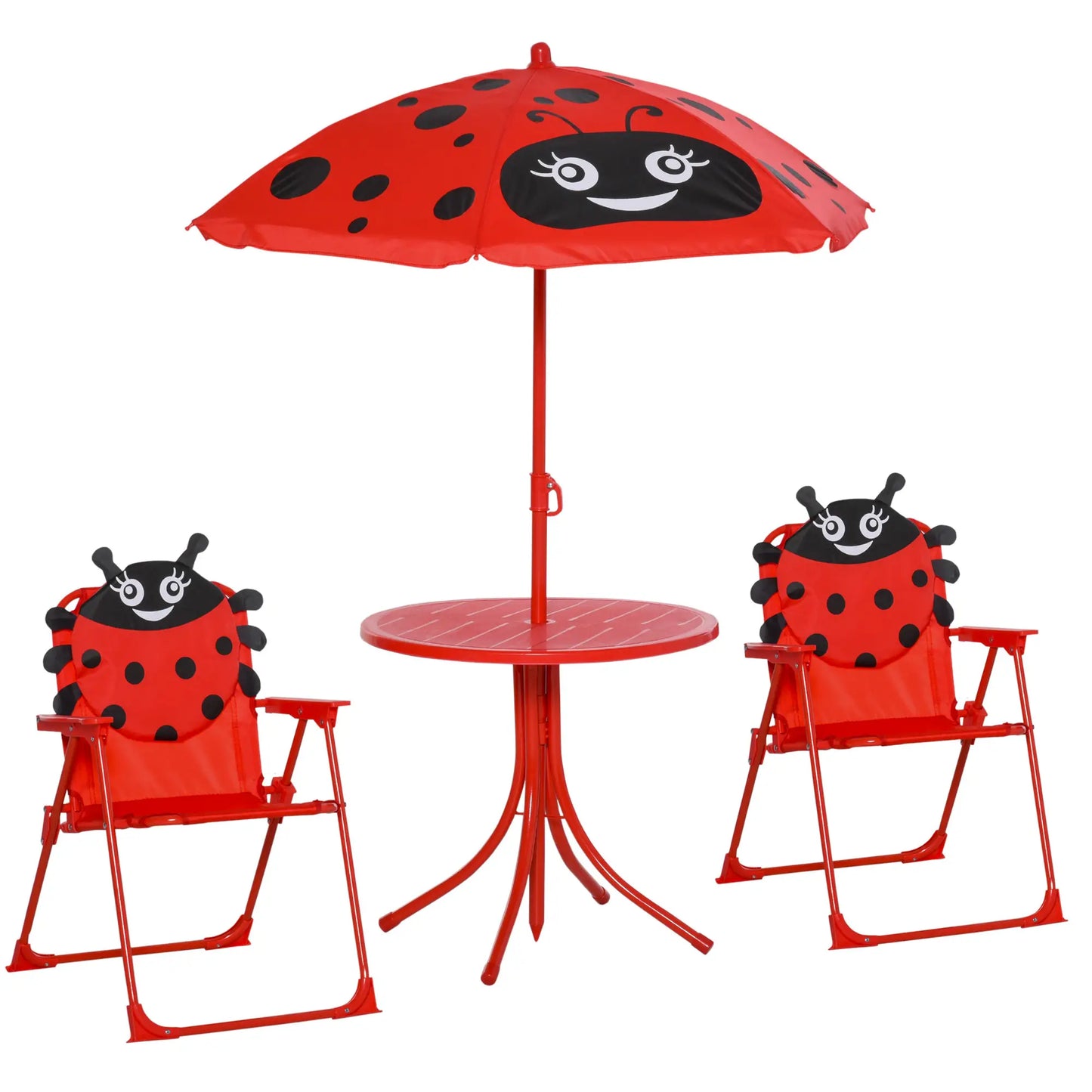 Kids Folding Picnic Table, Chair Set, Adjustable Umbrella, Red Kids Outdoor Furniture at Gallery Canada