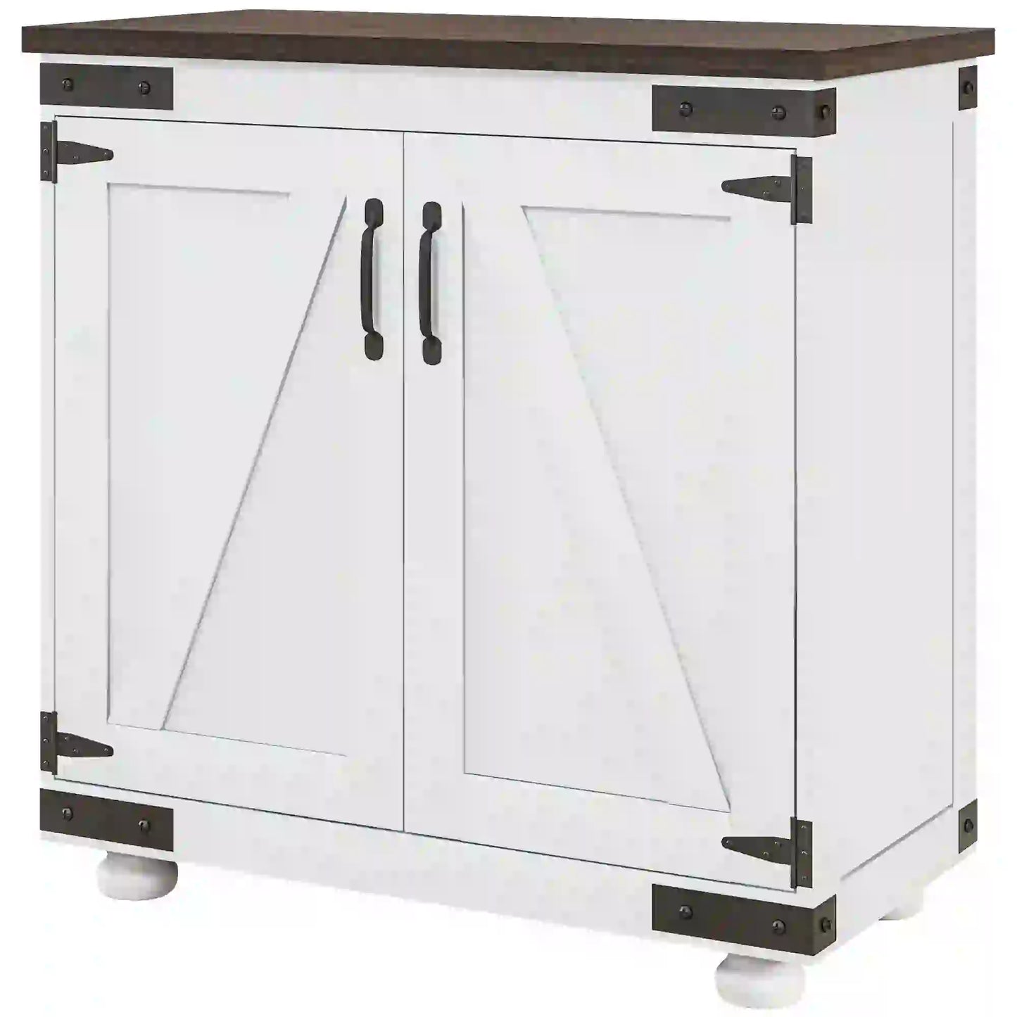 Sideboard Buffet, Kitchen Cabinet with Barn Door, Adjustable Shelves, White, Brown Storage Cabinets at Gallery Canada