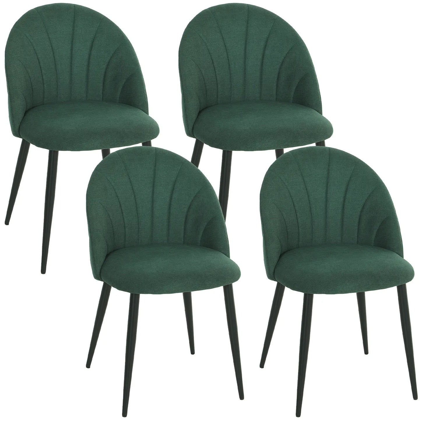 Modern Dining Chairs Set of 4, Upholstered with Metal Legs, Green Dining Chairs at Gallery Canada