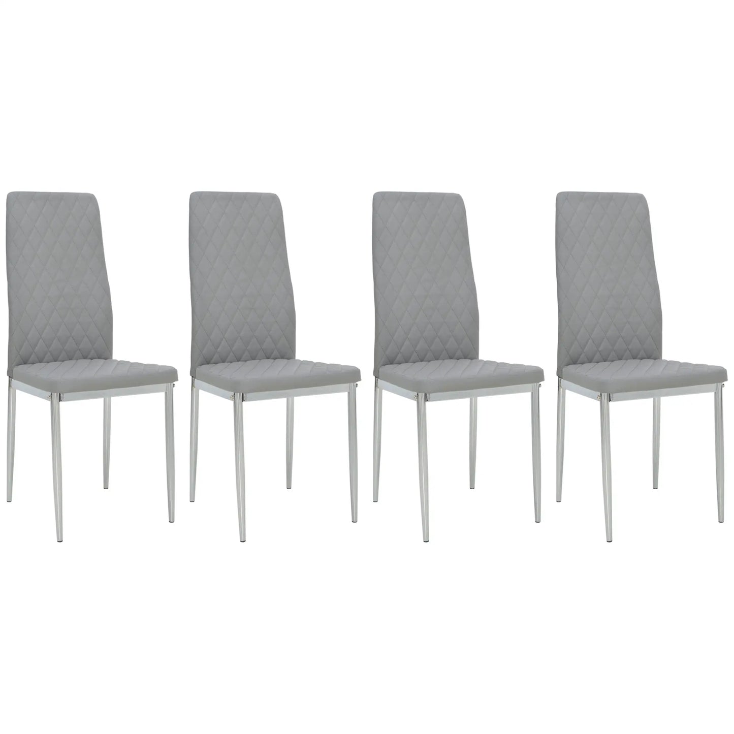 Kitchen Chairs Set of 4, Faux Leather Upholstery, Steel Legs, Grey Bar Stools at Gallery Canada