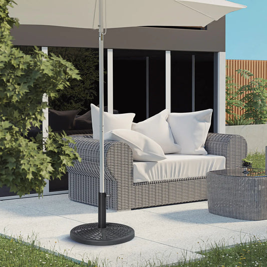 18" Heavy Duty Round Market Umbrella Base, Rattan Design, Black Umbrella Bases Black at Gallery Canada