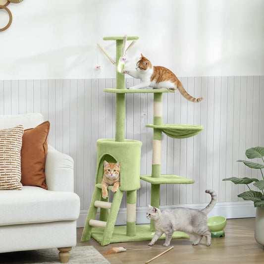 53 Inch Cat Tree Tower, Kitten Activity Centre, Green Cat Towers Green at Gallery Canada