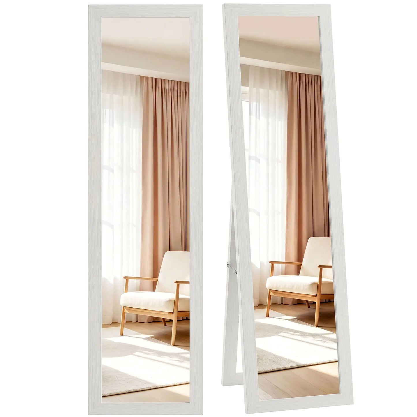 15" x 62" Full Length Mirror for Bedroom, Free Standing Dressing Mirror, Wall Mirror for Living Room, White Full Length Mirrors at Gallery Canada