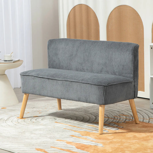 Modern 2 Seater Sofa, Upholstered Couch, Rubber Wood Legs, Grey 2-Seater Sofas Grey, Natural at Gallery Canada