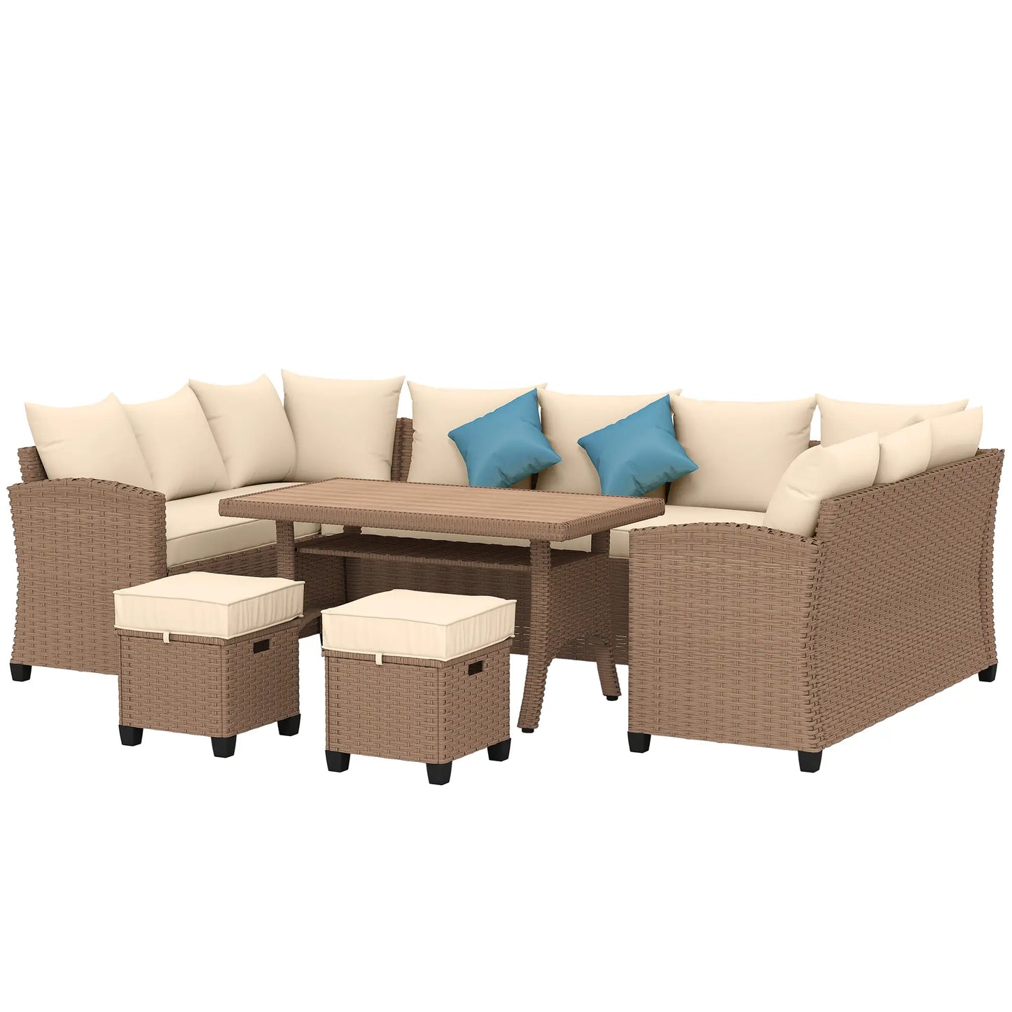 6-Piece Patio Furniture Set, Outdoor Wicker Sofa, All-Weather PE Rattan, Khaki Patio Furniture Sets at Gallery Canada