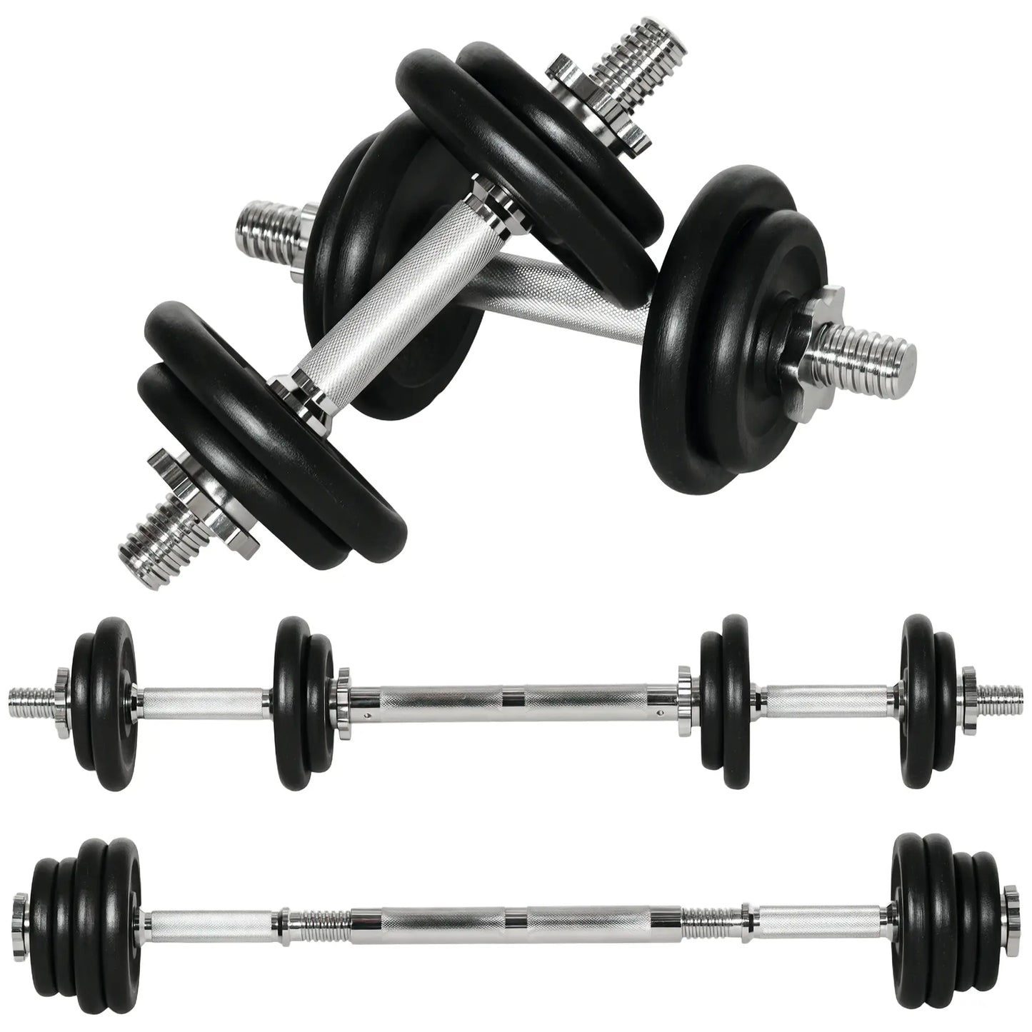44lbs Adjustable Weight Barbell, Dumbbells Set, Non-Slip Handles, Black Dumbbells & Barbells at Gallery Canada