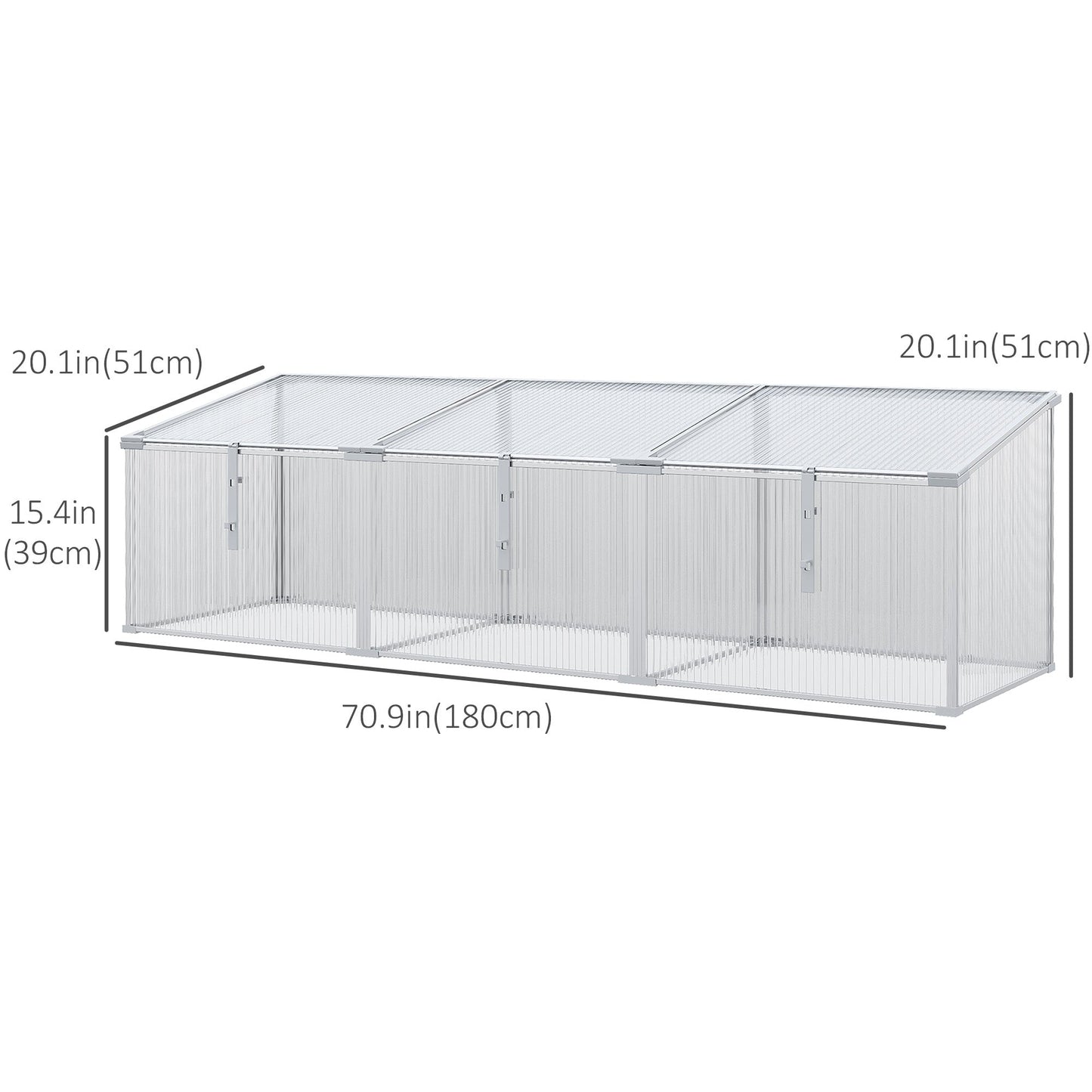 Aluminium Cold Frame Greenhouse Garden Portable Raised Planter with Openable Top, 71" x 21" x 20" at Gallery Canada