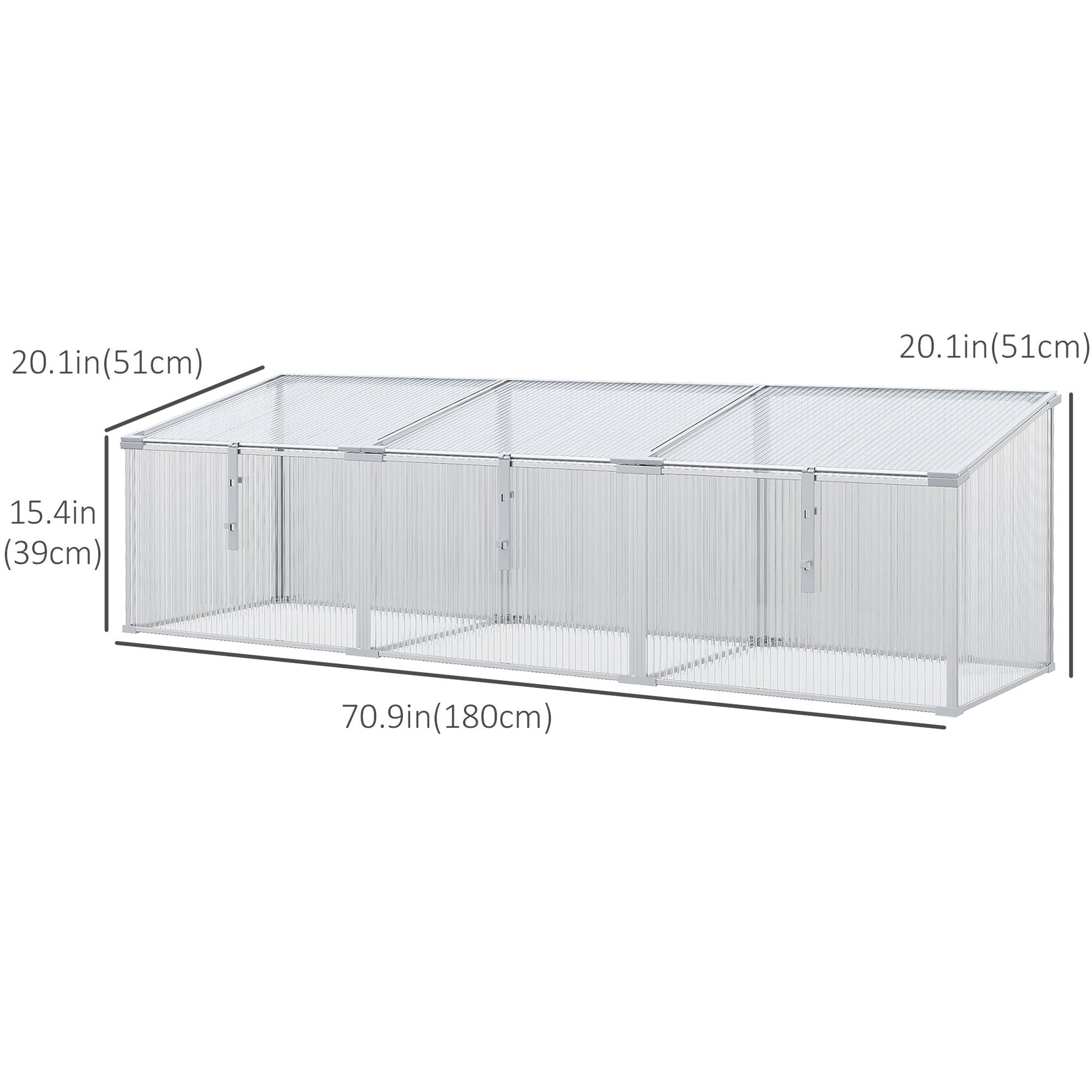 Aluminium Cold Frame Greenhouse Garden Portable Raised Planter with Openable Top, 71" x 21" x 20" at Gallery Canada