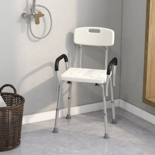 Adjustable Medical Shower Chair with Back, Padded Arms, Non Slip Tub Safety Seat Bath Chairs Cream at Gallery Canada