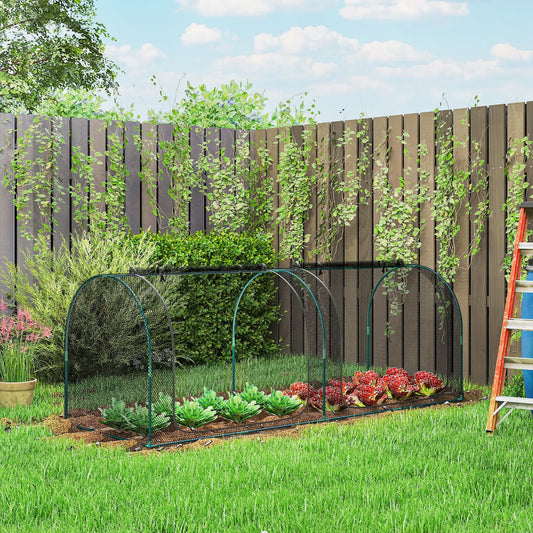 8' x 3' Crop Cage, Garden Plant Protector, 3 Zippered Doors, Black