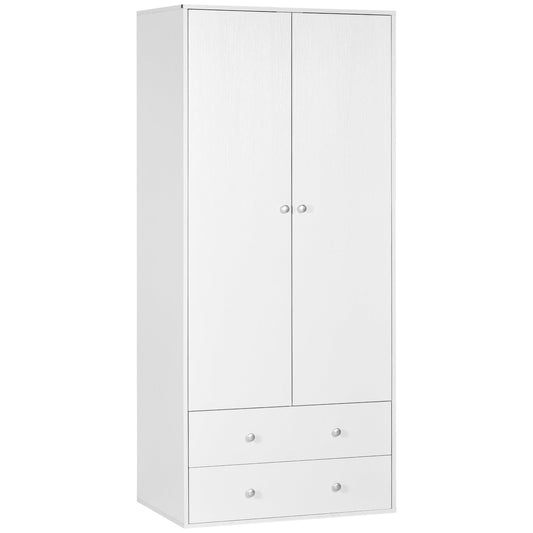 Wardrobe Closet, Armoire with Drawers and Hanging Rail for Bedroom Clothes Storage and Organization, White - Gallery Canada