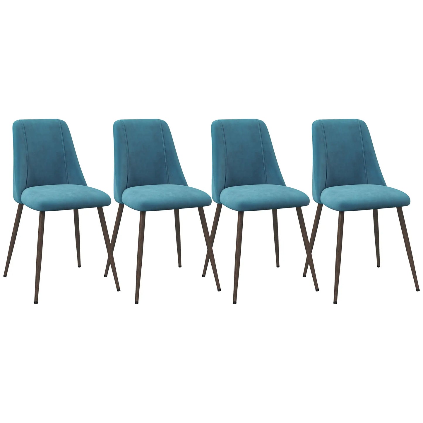 Upholstered Dining Chairs Set of 4, Velvet, Wood-Grain Steel Leg, Blue Bar Stools at Gallery Canada