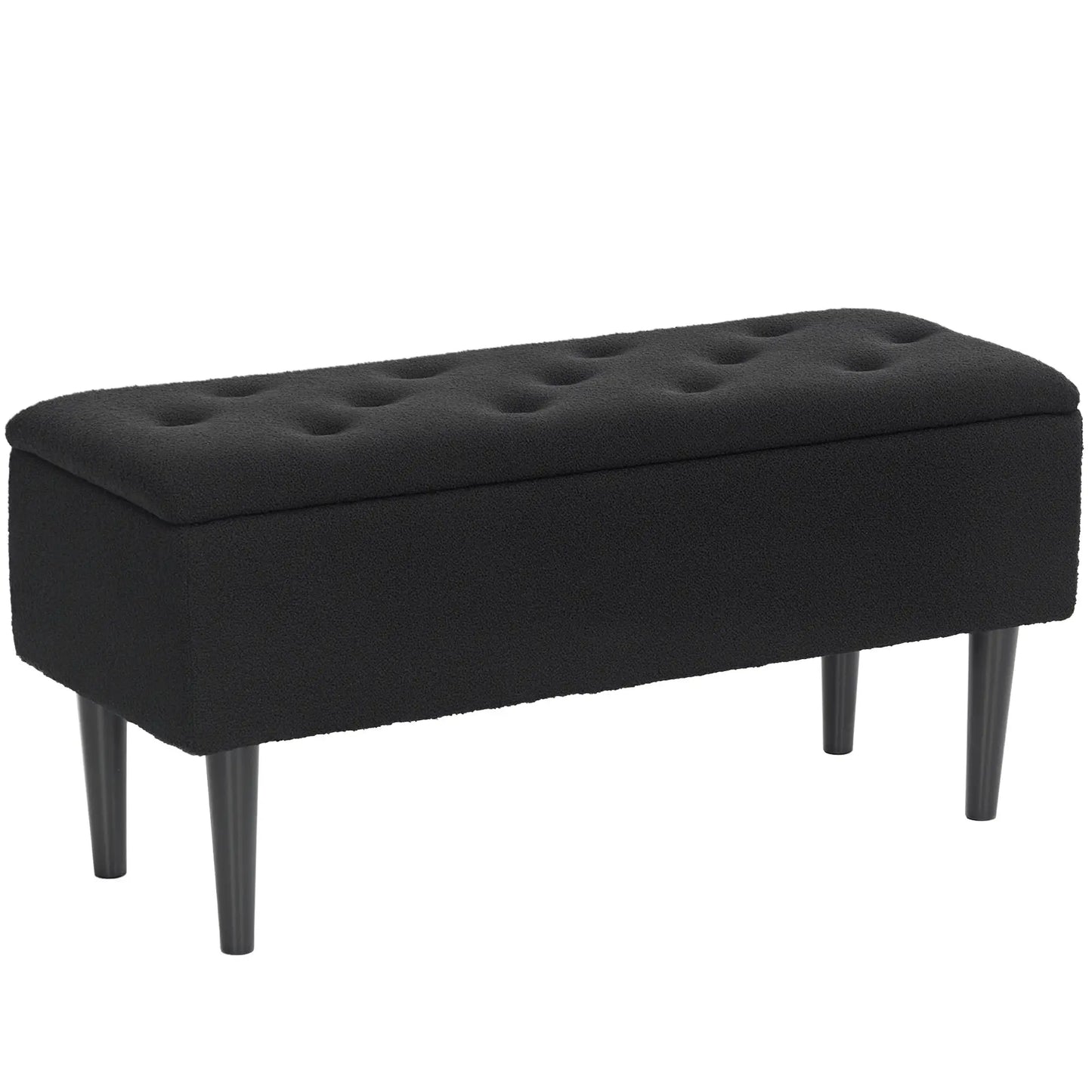 Modern Storage Bench, Ottoman with Storage, Lamb's Wool Upholstery, Black Storage Ottomans & Benches at Gallery Canada