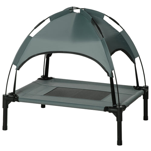 Elevated Cooling Pet Bed Portable Raised Dog Cot with Canopy for Small-Sized Dogs, Grey