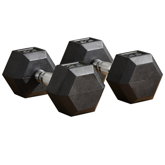 Rubber Dumbbells Weight Set, Total 50lbs(25lbs Each) Dumbbell Hand Weight for Body Fitness Training for Home Office Gym, Black - Gallery Canada
