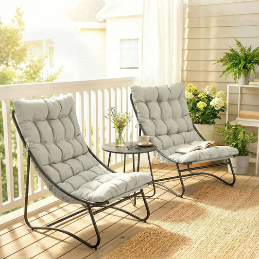 3 Piece Outdoor Bistro Set, Round Patio Table And Chairs, Light Grey Bistro Sets Light Grey, Black at Gallery Canada