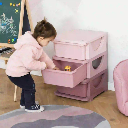 3 Tier Kids Toy Organizer, 3 Plastic Drawers, Pink Baby & Kids Storage Pink at Gallery Canada