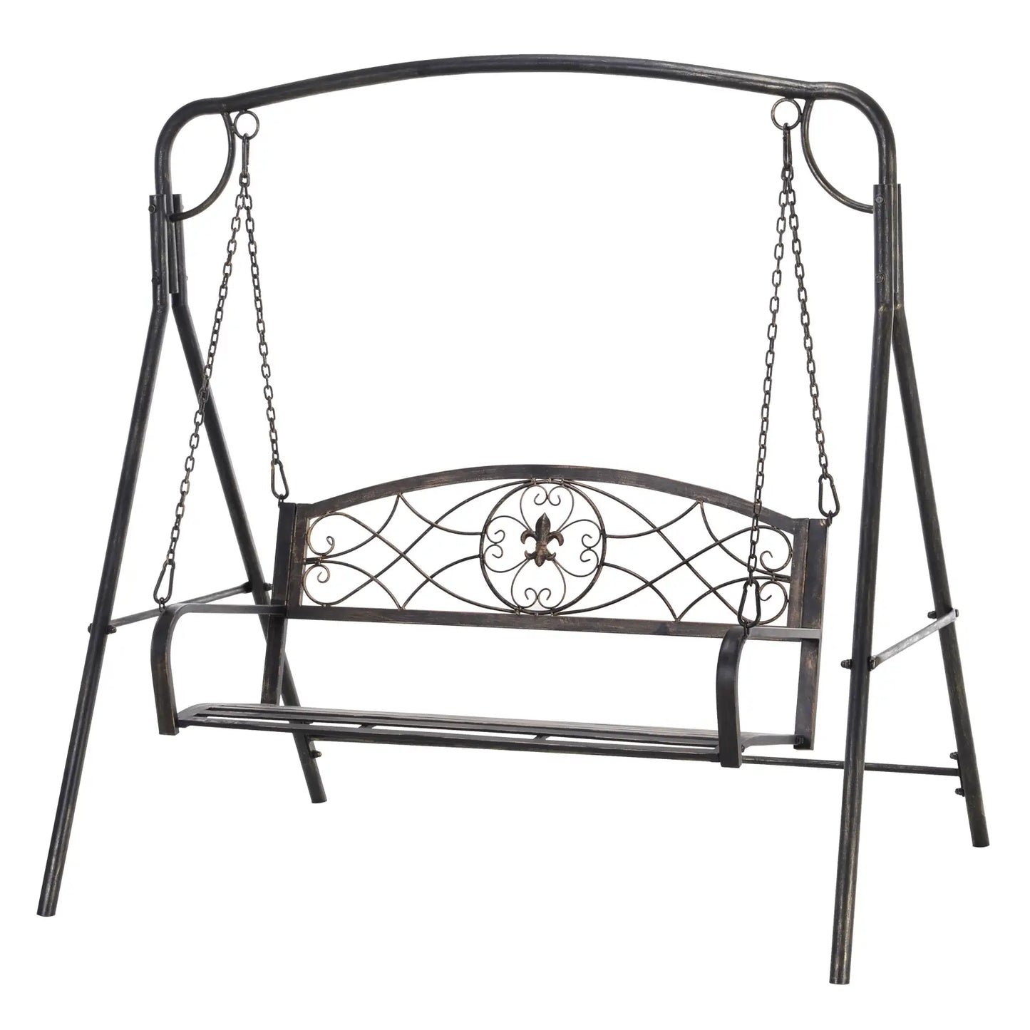 2 Seater Porch Swing Chair, Weather Resistant, Outdoor, Black Patio Swings with Stand at Gallery Canada