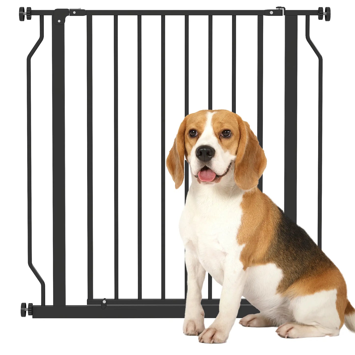 30"-34" Easy Install Pet Gate With Door, Double Lock, Extra Wide, Black Houses, Kennels & Pens at Gallery Canada