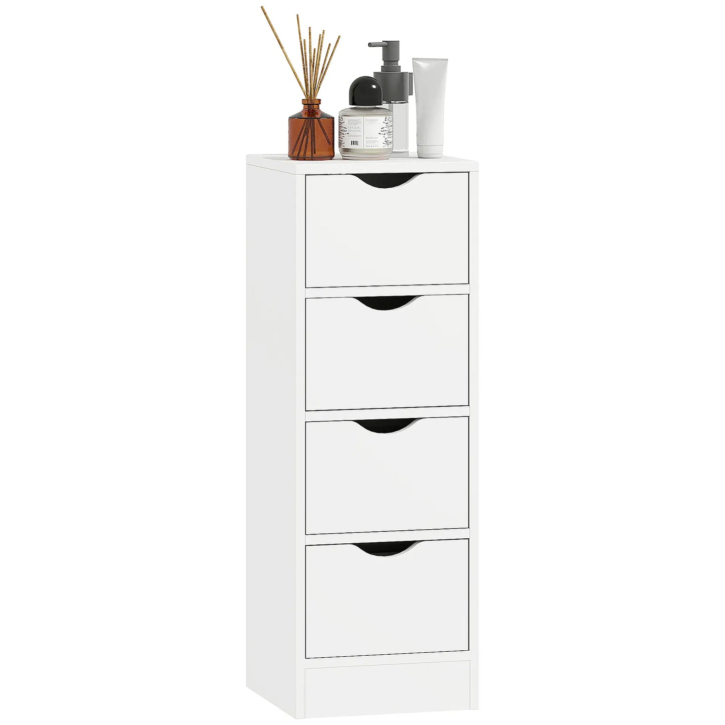 4-Drawer Bathroom Cabinet, Freestanding Narrow Storage, White Bathroom Cabinets at Gallery Canada