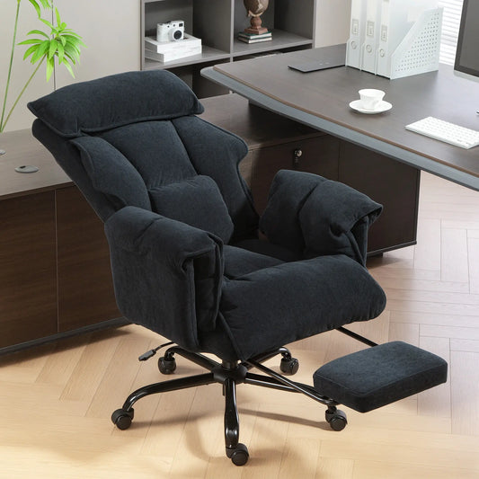 Ergonomic Desk Chair with Footrest, Adjustable Backrest, Lumbar Support, Black Executive & Manager Chairs Black at Gallery Canada
