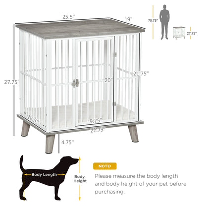 Dog Crate, Furniture Style Pet Cage Kennel, End Table, Decorative Dog House, with Soft Cushion, Wooden Top, Door, for Small Dogs, Indoor Use, Grey at Gallery Canada