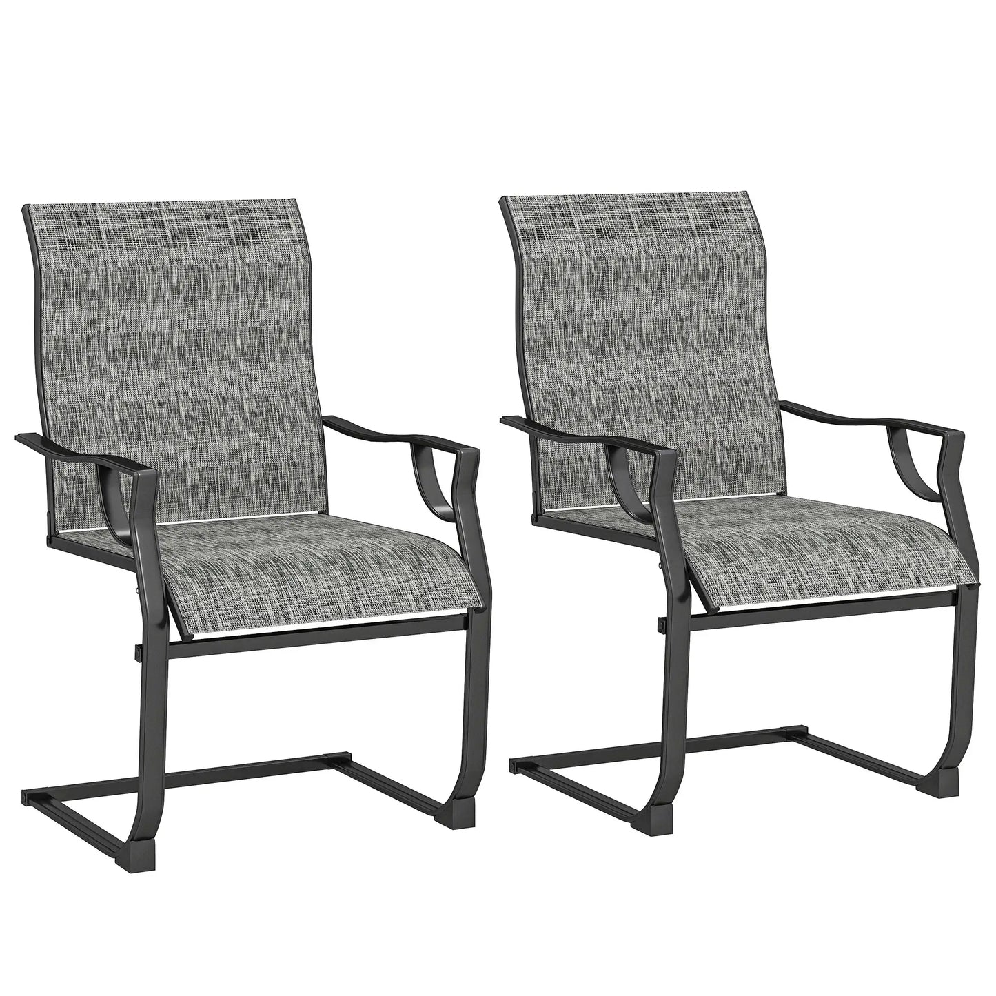 C Spring Motion Patio Chairs Set of 2, High Backrest, Armrest, Breathable Fabric Patio Chairs at Gallery Canada
