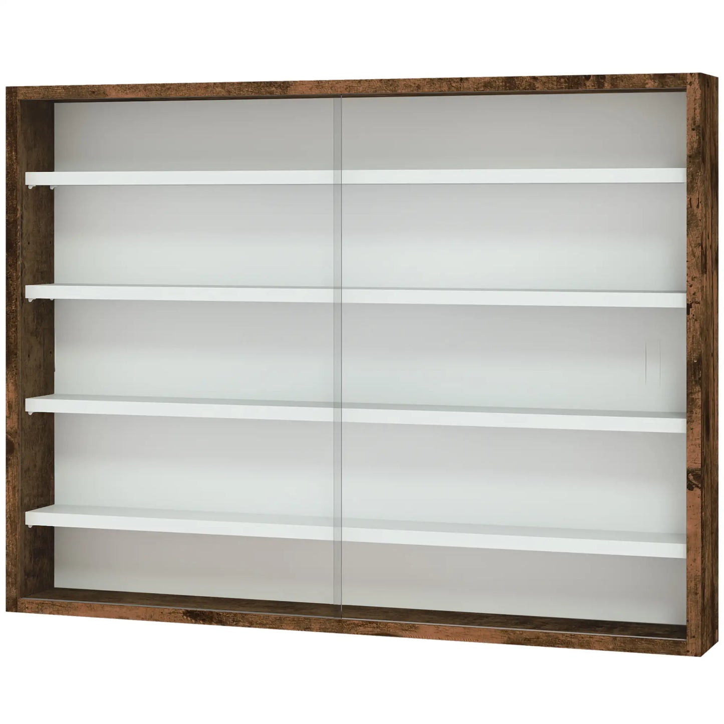 5-Tier Glass Display Cabinet, 2 Doors, 4 Adjustable Shelves, Brown Display Bookshelves at Gallery Canada